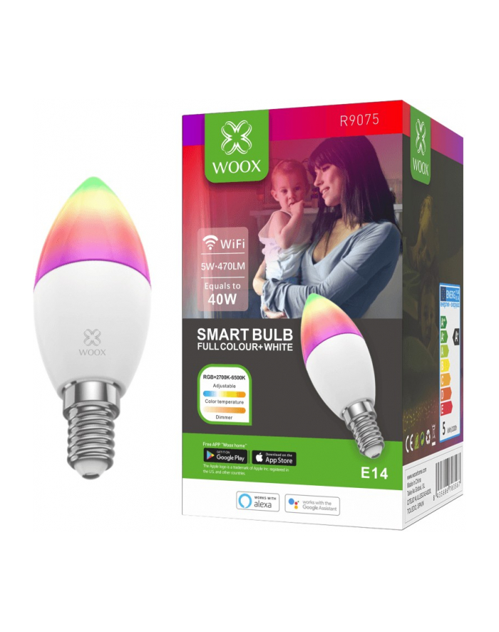 WOOX R9075 Inteligentna smart żarówka WiFi LED RGB CCT 5W E14 WOOX R9075 Inteligentna smart żarówka WiFi LED RGB CCT 5W E14 główny