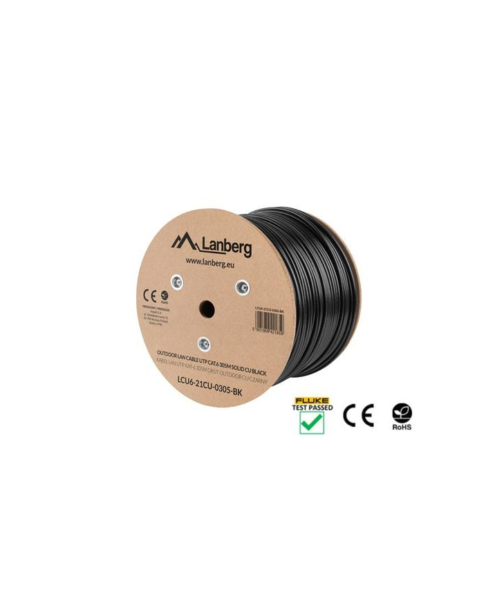 Lanberg 305.0m drut outdoor kabel Lanberg FTP kat6 305.0m drut CU | Outdoor | czarny | fluke passed główny