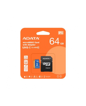 ADATA Premier microSDXC 64GB 100R/25W UHS-I Class 10 A1 V10 + Adapter