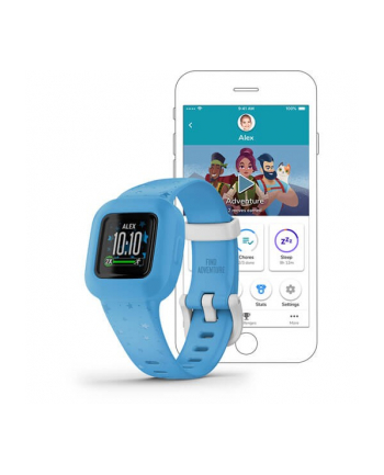Garmin Vivofit Junior 3 Niebieskie gwiazdy Komunikacja: Bluetooth | Wyświetlacz: 0,78'' | Wodoszczelność 5 ATM