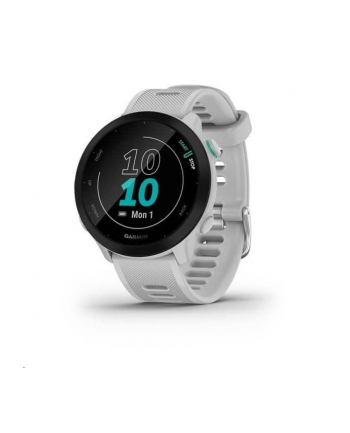 Garmin Forerunner 55 biały Komunikacja: Bluetooth | Wyświetlacz: 1,04'' | Pulsometr | GPS | Wodoszczelność 5 ATM