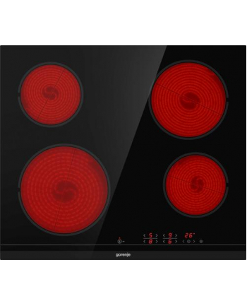 Gorenje ECT641BCSC Ilość pól grzewczych: 4 | Wykończenie: szlif przedni | Kolor: czarny | Sterowanie: panel dotykowy | Wymiary (W/S/G) cm: 5,4/60/52 nr 1