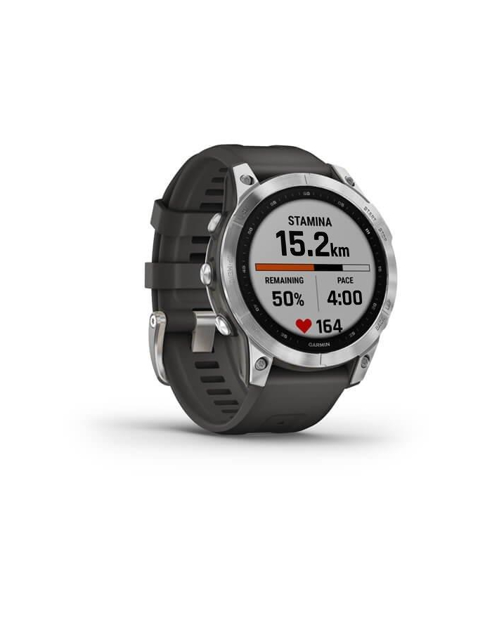 Garmin Fenix 7 srebrny z grafitowym paskiem główny