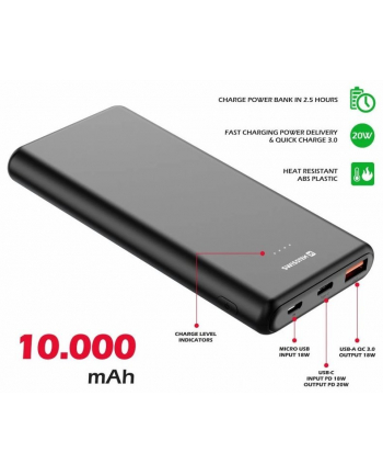 Swissten Power Bank 10000 mAh 20W Power Delivery czarna