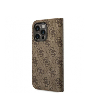 Guess 4G Metal Camera Outline Booktype Case - Etui iPhone 14 Pro Max (brązowy)