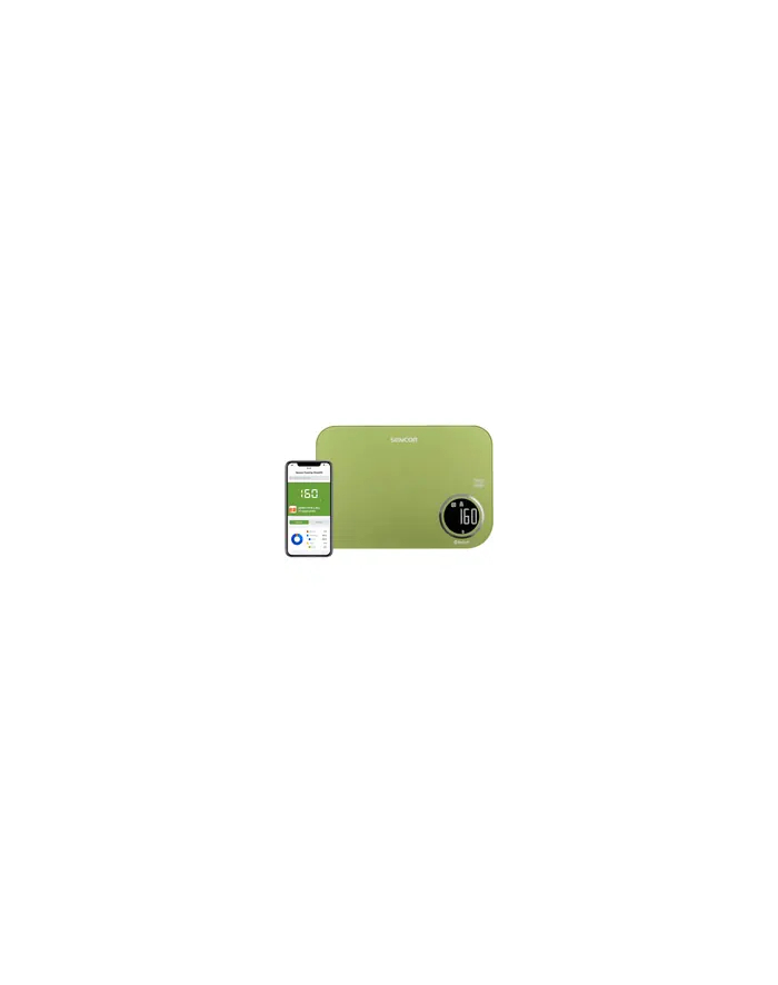 Sencor SKS 7070GG zielony Typ: smart |Blue Tooth | Aplikacja + baza Dine4fit | Maksymalne obciążenie [kg]: 5 | Jednostki: g/ml/lb/fl:oz | Duży wyświetlacz LCD z podświetleniem. główny