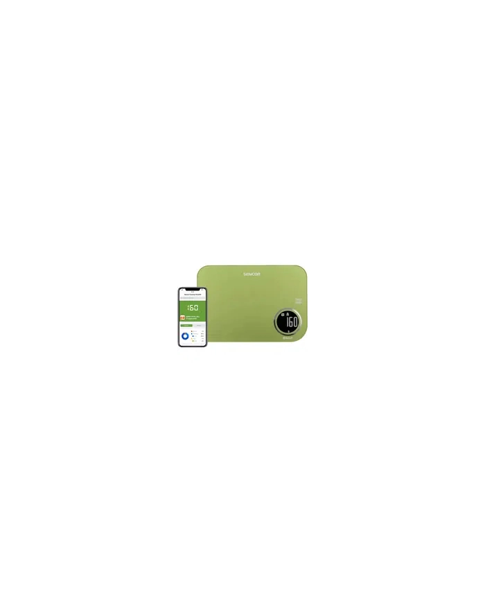 Sencor SKS 7070GG zielony Typ: smart |Blue Tooth | Aplikacja + baza Dine4fit | Maksymalne obciążenie [kg]: 5 | Jednostki: g/ml/lb/fl:oz | Duży wyświetlacz LCD z podświetleniem. główny