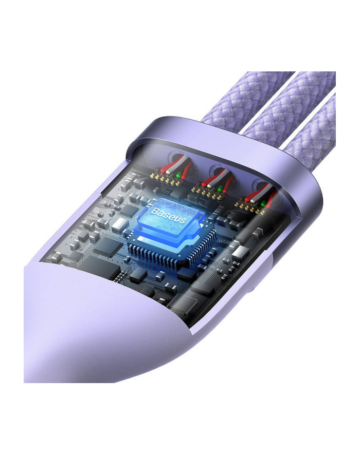 Baseus Flash Series 2 USB 3w1, USB-C + micro USB + Lightning, 100W, 1.5m (fioletowy) główny