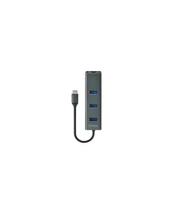 SAVIO AK-57 3-portowy HUB USB-C 3.1 GEN 1 z adapterem RJ-45 Gigabit Ethernet