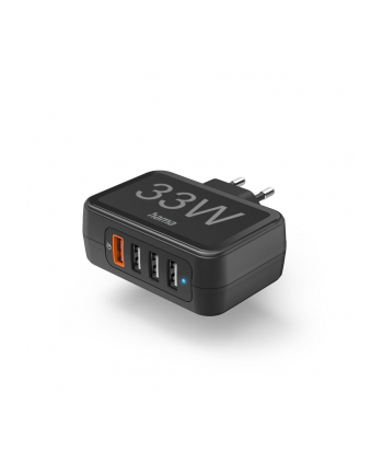 Hama Wall Charger 4-gniazda QC3.0 USB-A 33W czarna Hama | ładowarka sieciowa | 33W | 4 gniazda | Qualcomm® | Quick Charge™ 3.0 | USB-A | czarna