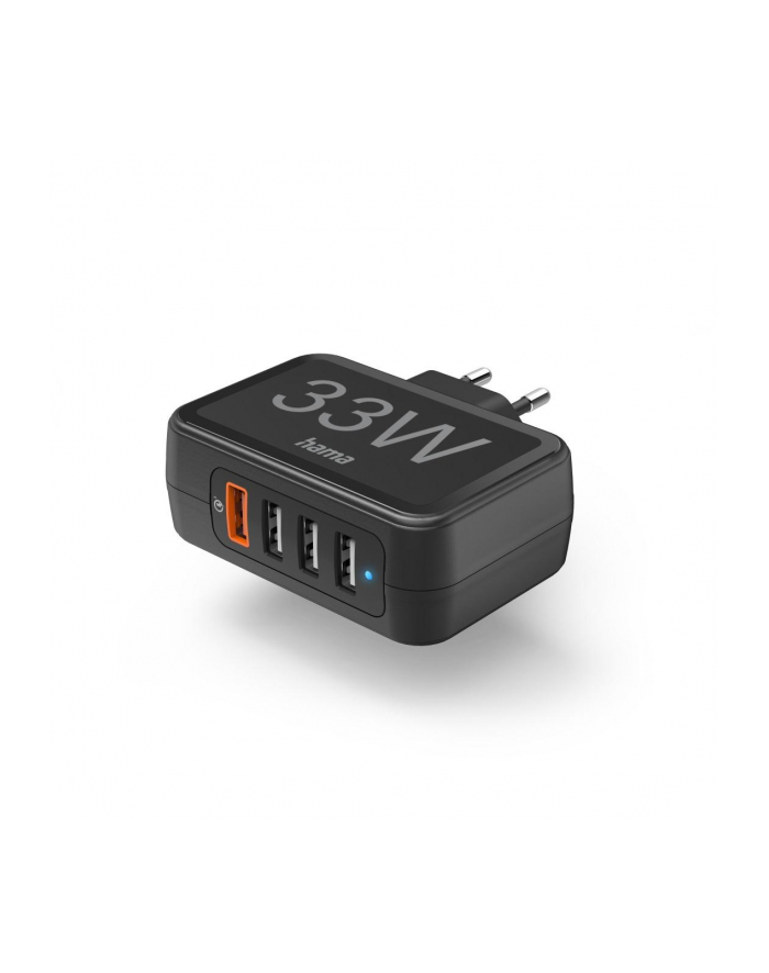 Hama Wall Charger 4-gniazda QC3.0 USB-A 33W czarna Hama | ładowarka sieciowa | 33W | 4 gniazda | Qualcomm® | Quick Charge™ 3.0 | USB-A | czarna główny