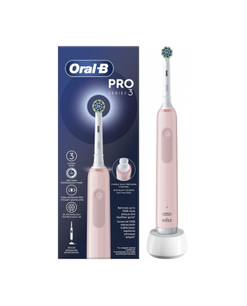 Oral-B Pro 3 Pink Cross Action różowy Rodzaj: czerwonyacyjna | Zasilanie: akumulatorowe | Akcesoria: