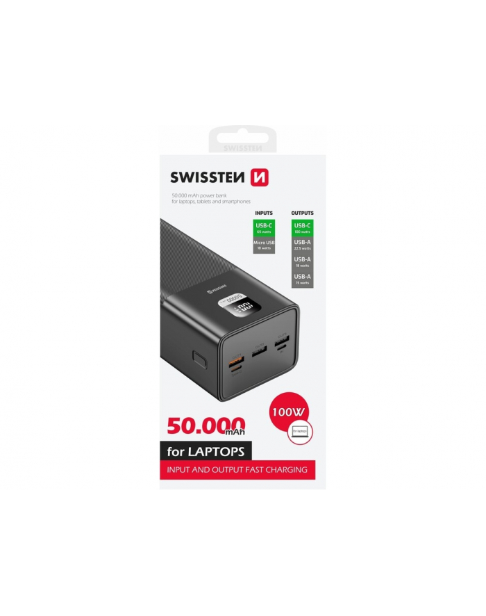 Swissten Power Line 50000 mAh 100W Power Delivery czarny główny