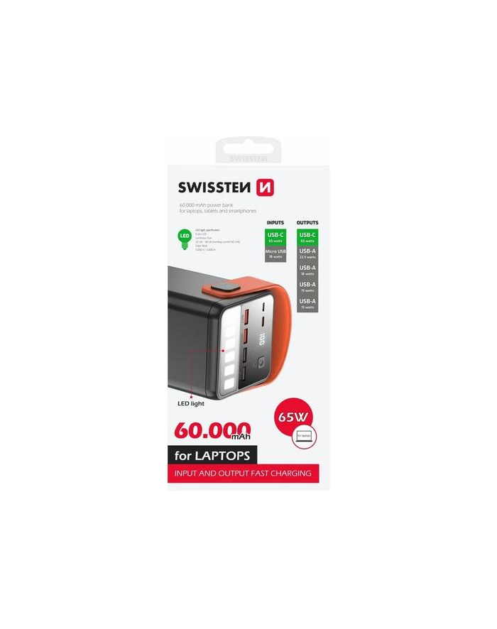 Swissten Power Line 60000 mAh 65W Power Delivery czarny główny