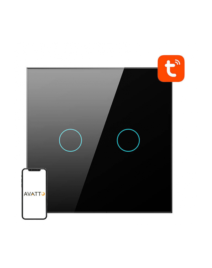Avatto TS02-(wersja europejska)-B2 Podwójny TUYA (czarny) główny