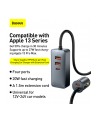 Baseus Share Together z przedłużaczem, 2x USB, 2x USB-C, 120W (szara) ładowarka samochodowa - nr 4