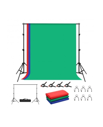 Puluz Zestaw/Statyw do mocowania tła fotograficznego 2x2m + tła fotograficzne 3 szt PKT5204
