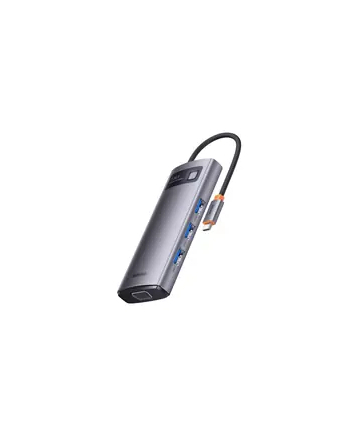 Baseus Metal Gleam Series Hub 7w1, USB-C do 3x USB 3.0 + HDMI + USB-C PD + VGA + Ethernet RJ45