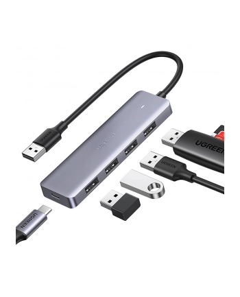Ugreen 4w1 USB do 4x USB 3.0 + USB-C szary