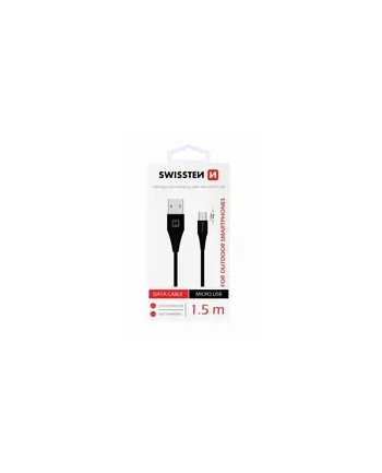 Swissten USB - mikro USB1.5m (9mm) czarny
