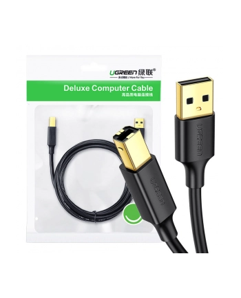 Ugreen US135 USB 2.0 A-B do drukarki, pozłacany, 5m czarny