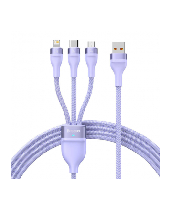 Baseus Flash II USB 3w1, USB-C + micro USB + Lightning, 66W, 1.2m (fioletowy) nr 2