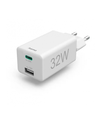 Hama ładowarka sieciowa mini 32W PD/QC 1x USB-C, 1x USB-A biała HAMA | ładowarka| mini | 32W |PD/QC | biała