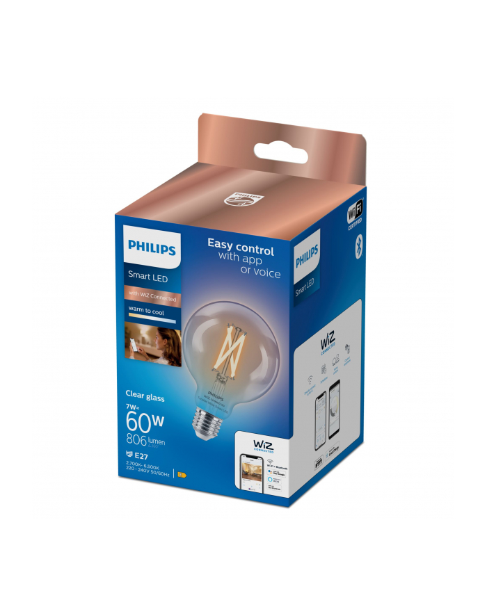 Philips Smart filament przezroczysta E27 G95 7 W (60 W), WW-CW główny