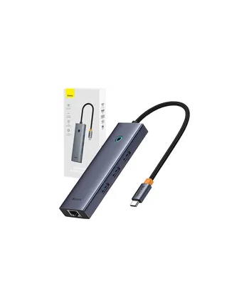 Baseus UltraJoy 6w1 6-Port (USB-C do 1xHDMI4K@60Hz + 3xUSB 3.0 + 1xPD +RJ45)