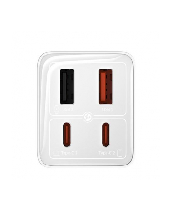 Baseus GaN6 Pro, 2xUSB-C + 2xUSB, 65W (biała) ładowarka sieciowa