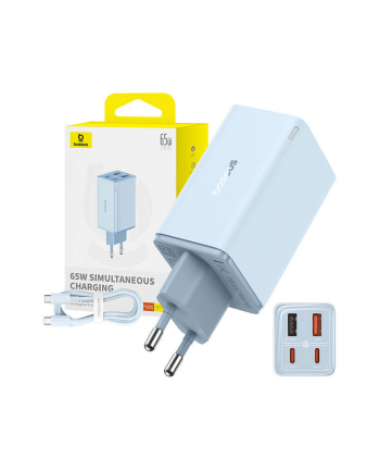 Baseus GaN6 Pro, 2xUSB-C + 2xUSB, 65W (niebieska) nr 2
