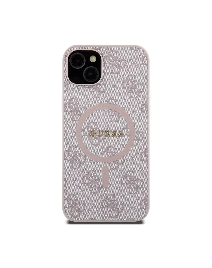 Guess 4G Collection Leather Metal Logo MagSafe - Etui iPhone 15 Plus / 14 Plus (różowy) główny