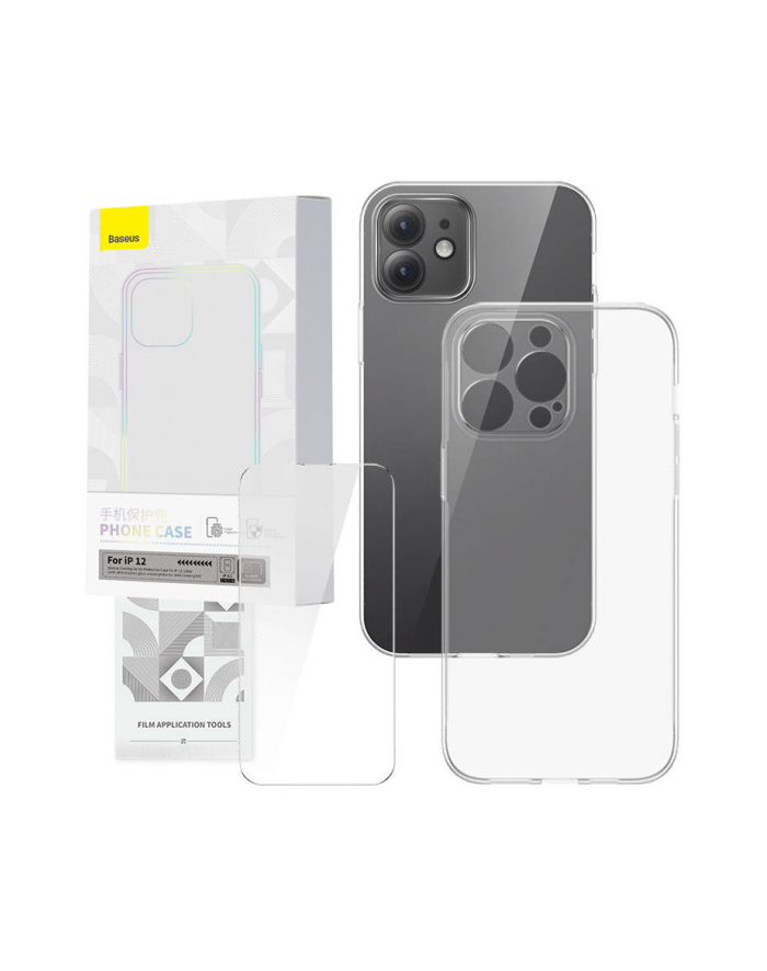 Baseus Corning zestaw ochronny przeźroczyste etui i szkło hartowane do iPhone 12 główny