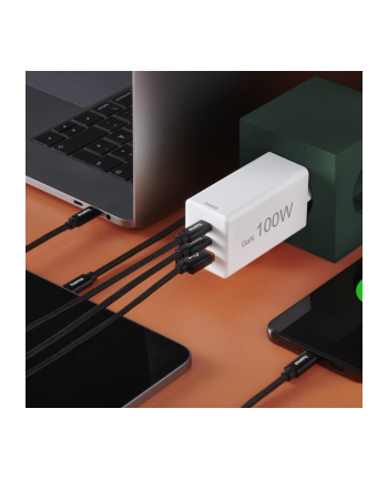 Hama ładowarka sieciowa mini 100W GaN PD/QC 2x USB-C, 1x USB-A biała ładowarka sieciowa | USB-C/USB-A | Power Delivery/Quick Charge | 100W | biała nr 2