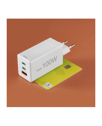 Hama ładowarka sieciowa mini 100W GaN PD/QC 2x USB-C, 1x USB-A biała ładowarka sieciowa | USB-C/USB-A | Power Delivery/Quick Charge | 100W | biała nr 1