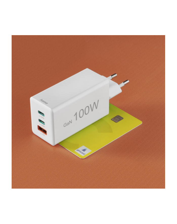 Hama ładowarka sieciowa mini 100W GaN PD/QC 2x USB-C, 1x USB-A biała ładowarka sieciowa | USB-C/USB-A | Power Delivery/Quick Charge | 100W | biała główny