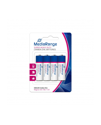 Baterie cynkowo-węglowe MediaRange MRBAT144 Carbon-Zinc, Mignon AA|R6|1.5V, Pack 4