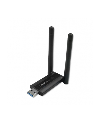 Karta sieciowa Qoltec Bezprzewodowy Adapter USB DUAL WiFi 2 x 2dBi | Standard AC | USB 3.0 | 1200Mbps