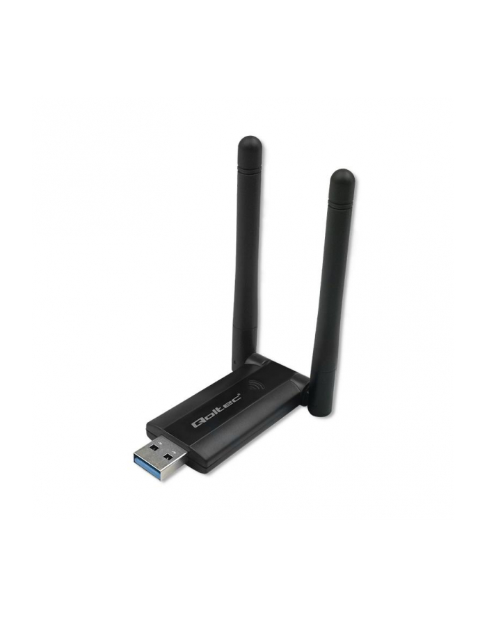 Karta sieciowa Qoltec Bezprzewodowy Adapter USB DUAL WiFi 2 x 2dBi | Standard AC | USB 3.0 | 1200Mbps główny