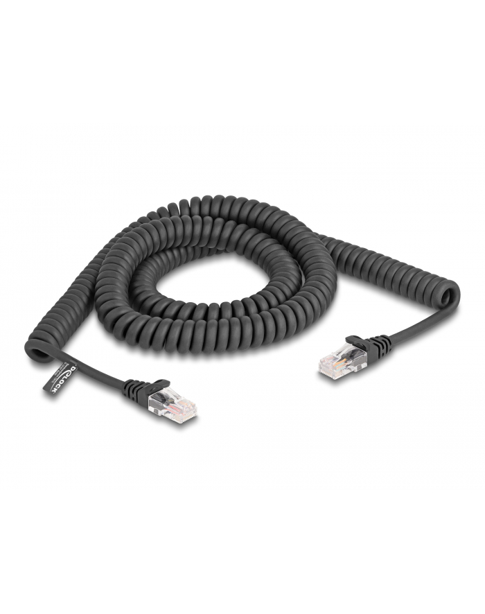 Patchcord Delock kat. 5e 3m czarny spiralny główny