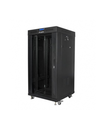 Szafa instalacyjna Rack stojąca 19'' 22U 600x600 czarna drzwi szklane LCD Lanberg (flat pack)