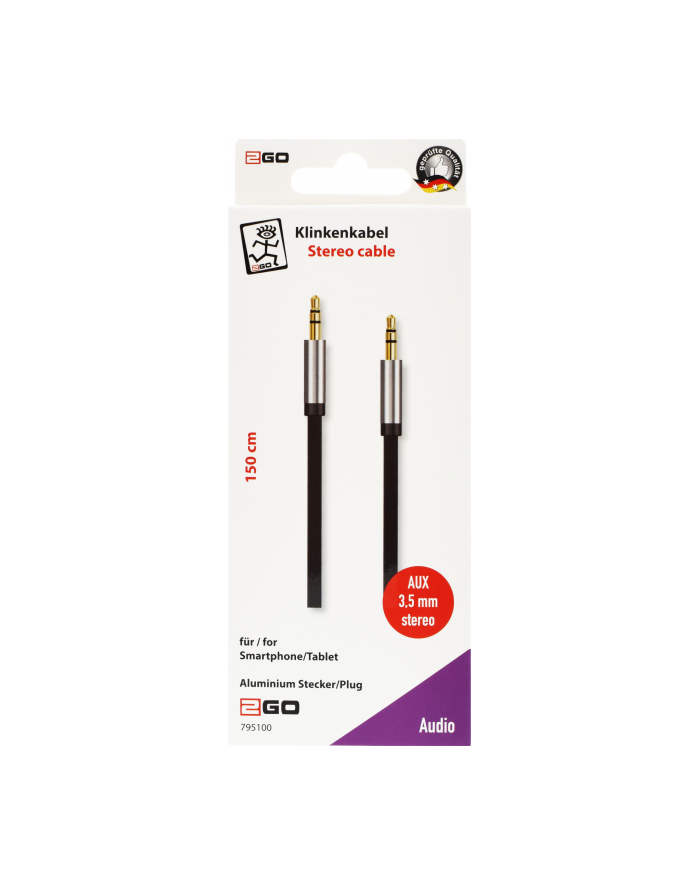 2GO 2GO KABEL JACK 3.5MM - JACK 3.5MM 1.5M CZARNY DARMOWA DOSTAWA (795100)  (795100) główny