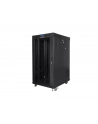 Szafa instalacyjna Rack stojąca 19'' 22U 600x600 czarna drzwi szklane LCD Lanberg (flat pack) - nr 5