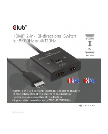 CSV-1384 Dwukierunkowy przełącznik HDMI 8K 60Hz lub 4K 120Hz 2-w-1