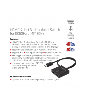 CSV-1384 Dwukierunkowy przełącznik HDMI 8K 60Hz lub 4K 120Hz 2-w-1