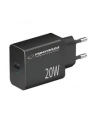 ESPERANZA ŁADOWARKA SIECIOWA 20W USB-C PD CZARNA EZC104K - nr 1