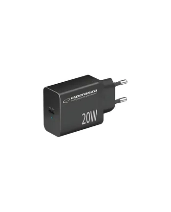 ESPERANZA ŁADOWARKA SIECIOWA 20W USB-C PD CZARNA EZC104K