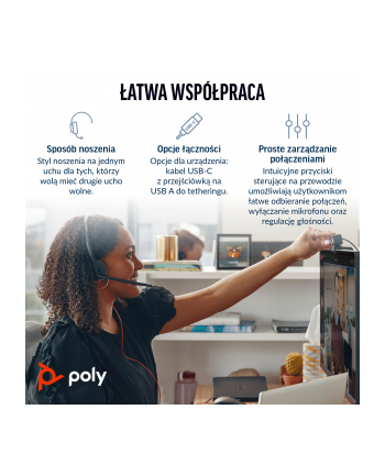 no name Poly Blackwire 3210 Monaural USB-C Headset +USB-C/A Adapter