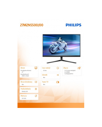 philips Monitor 27M2N5500 27 cali IPS 180Hz HDMIx2 DP Pivot