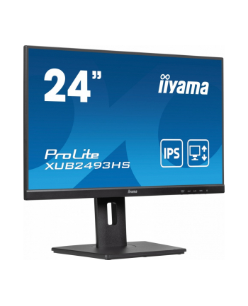 iiyama Monitor ProLite 23.8 cala XUB2493HS-B6 A, IPS, HDMI, DP, 2x2W, HAS, 300cd/m2, obrót stopy 120 stopni